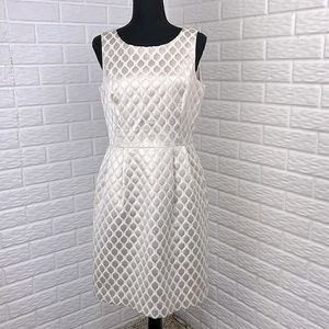 WHBM Ivory Brocade Metallic Gold Dress Size 2